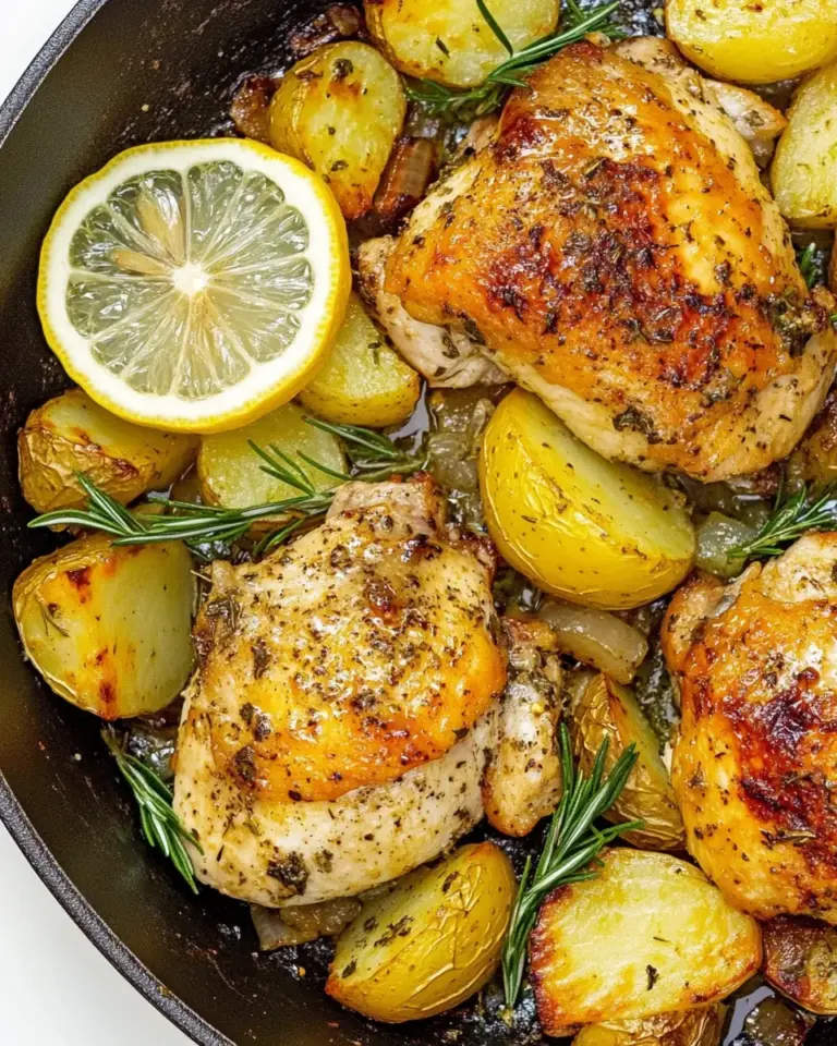 Homemade Lemon Herb Chicken And Potatoes Skillet photo