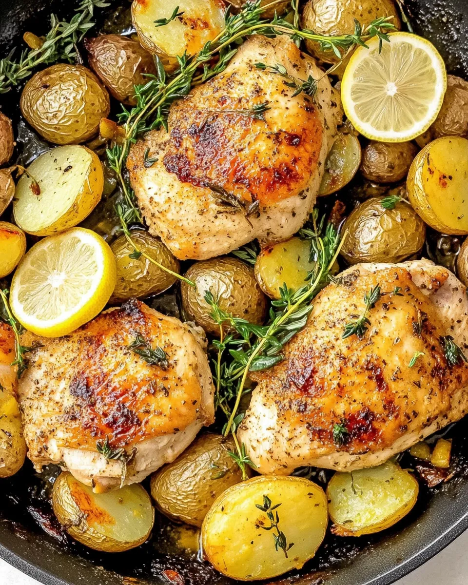 Easy Lemon Herb Chicken And Potatoes Skillet recipe photo