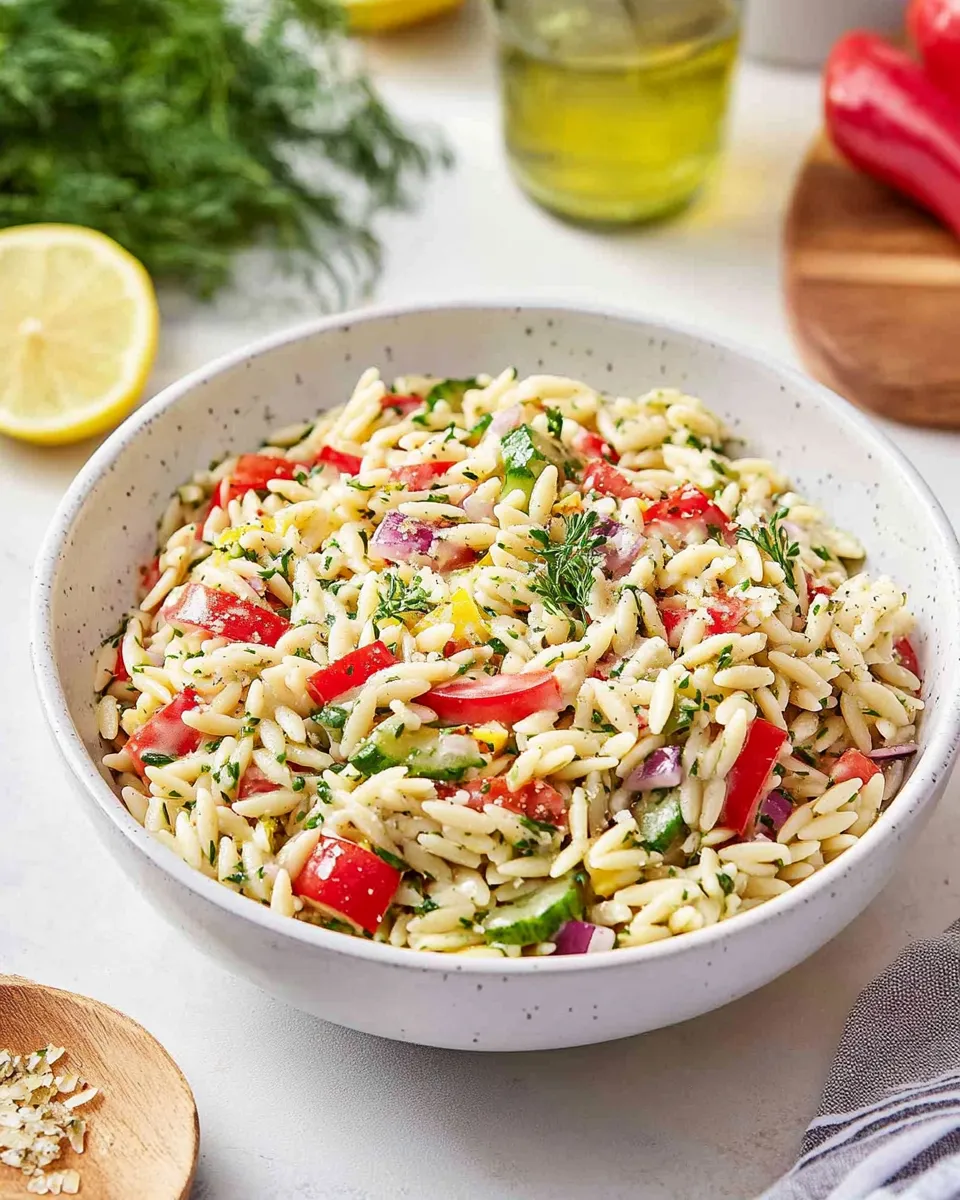 Easy Lemon Orzo Salad Recipe shot