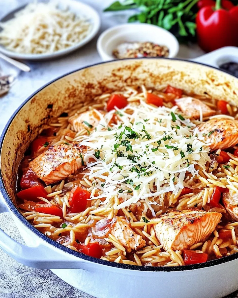 Quick Light Italian One Pot Salmon & Orzo Recipe dish photo