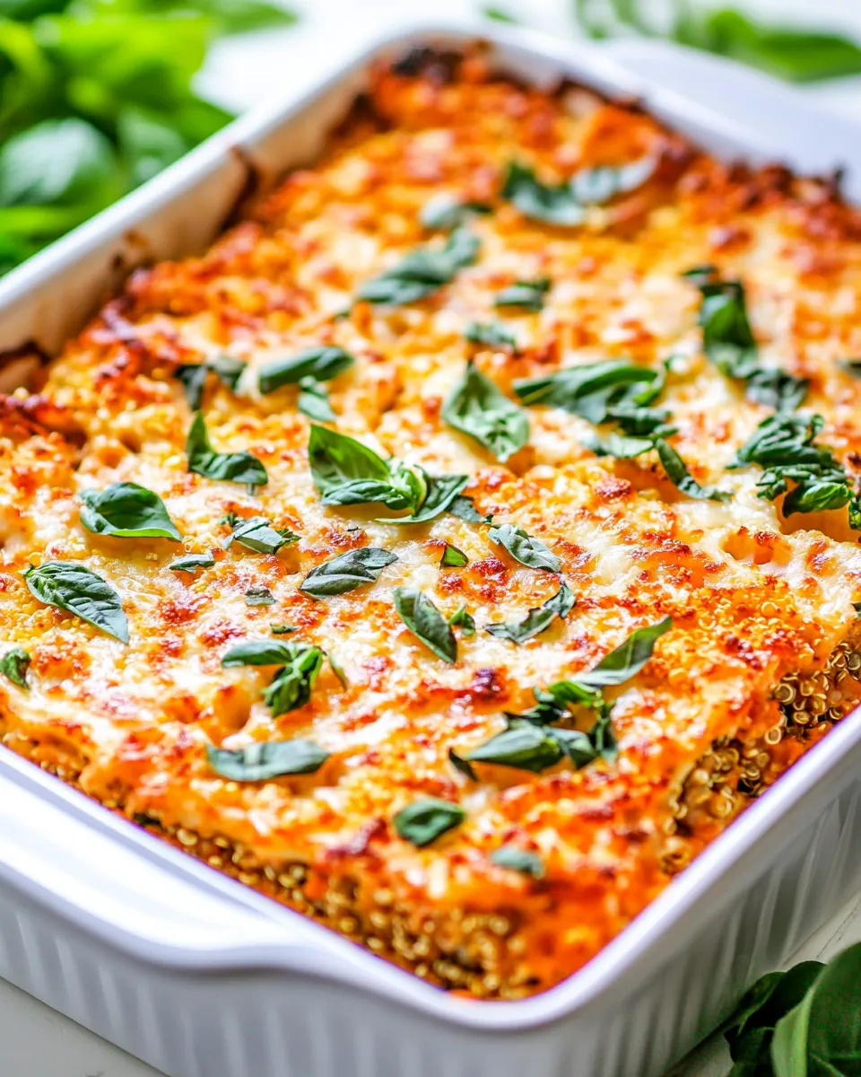 Easy Lightened Up Cheesy Quinoa Lasagna Bake shot
