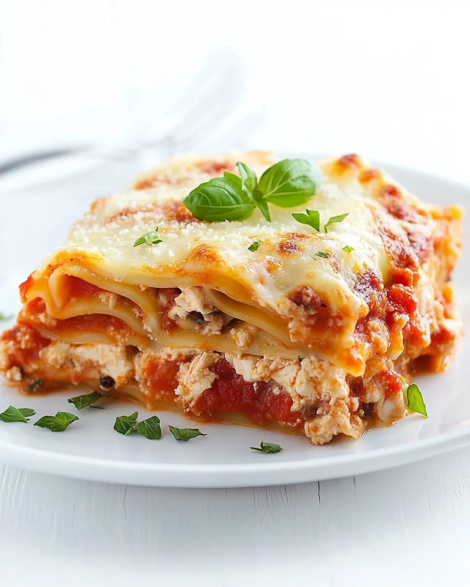 Healthy Lightened Up Chicken Parmesan Lasagna recipe image