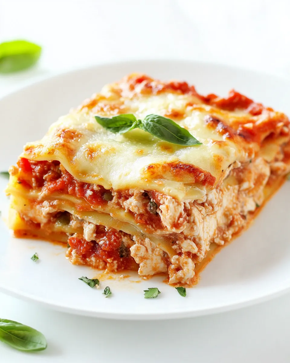 Delicious Lightened Up Chicken Parmesan Lasagna dish photo