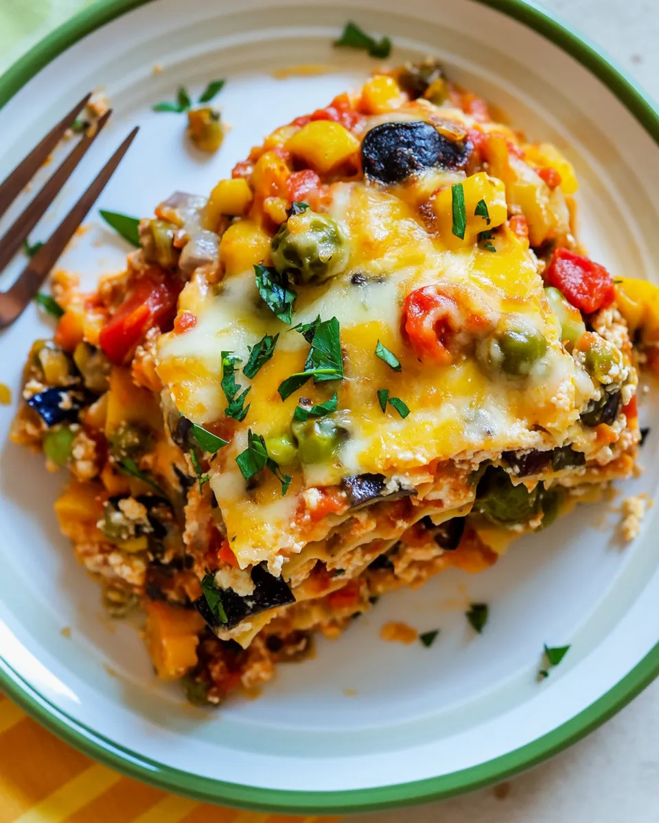 Healthy Lightened Up Vegetable Lasagna Casserole image