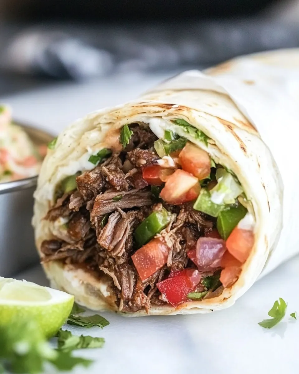 Homemade Loaded Beef Barbacoa Burrito recipe photo
