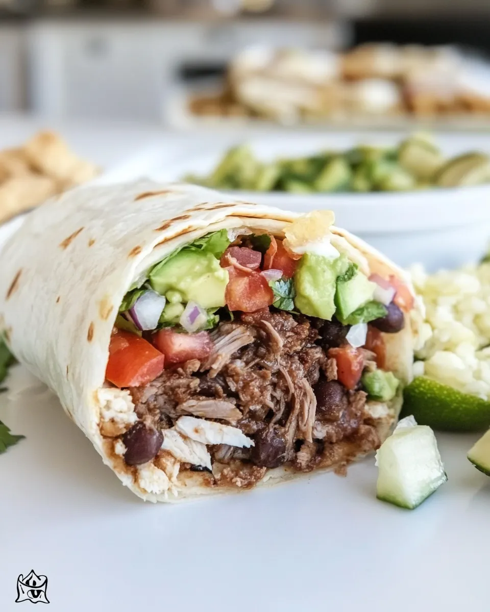 Easy Loaded Beef Barbacoa Burrito food shot