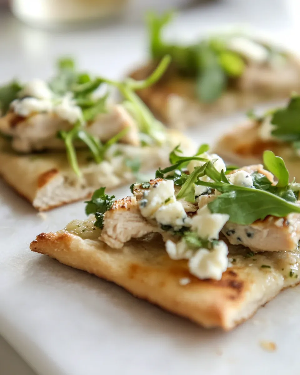 Healthy Macro Friendly Blue Cheese Chicken Flatbreads recipe photo