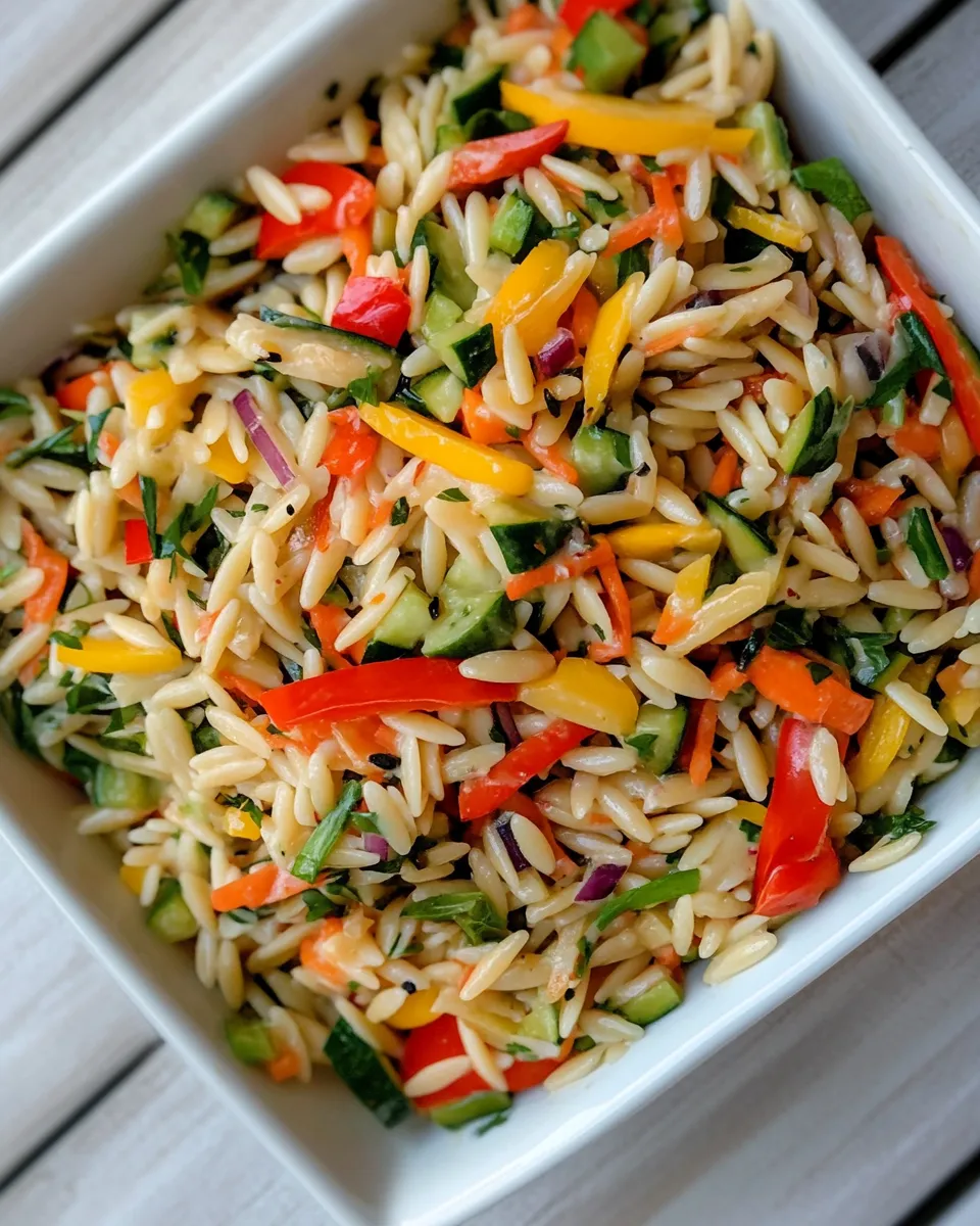 Easy Macro Friendly Veggie Orzo Salad photo