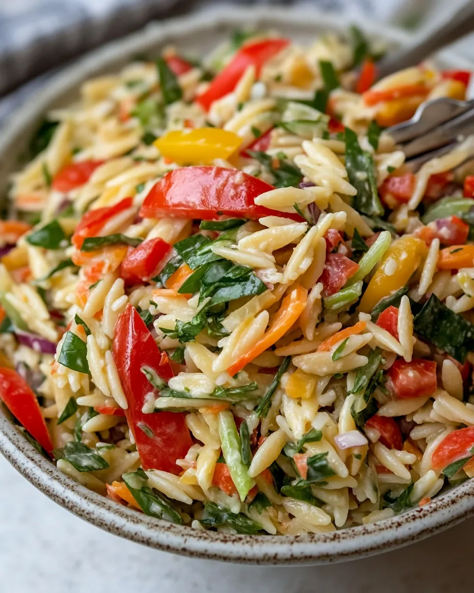Fresh Macro Friendly Veggie Orzo Salad image