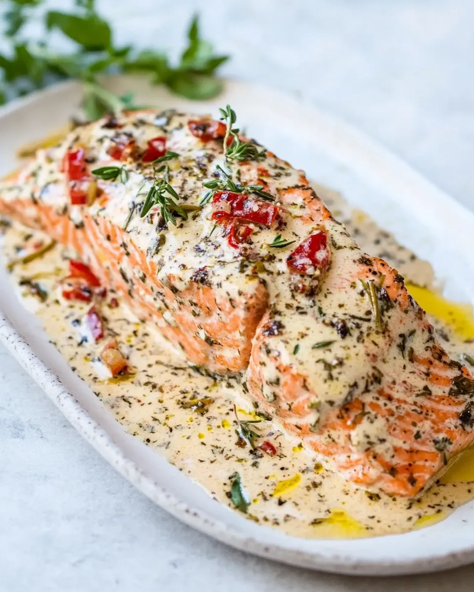 Delicious Marry Me Salmon food shot