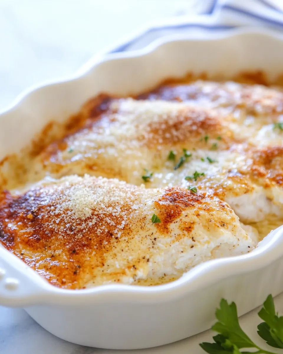 Savory Mayo Parmesan Chicken Bake shot