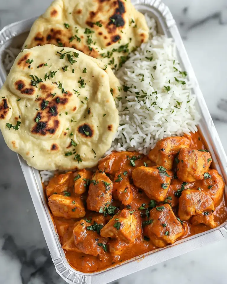 Homemade Meal-Prep Butter Chicken with Rice and Garlic Naan photo