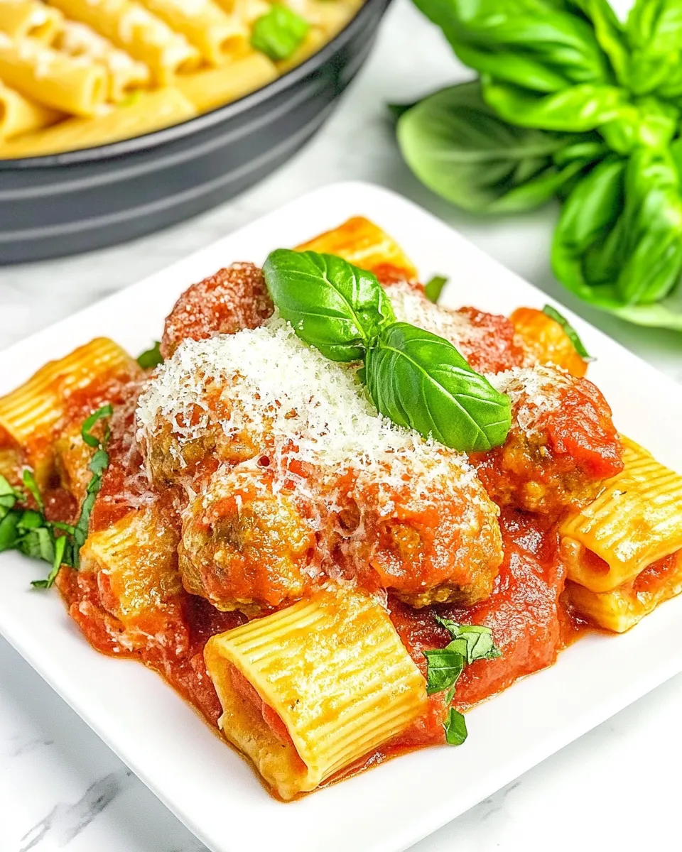 Delicious Meatball Rigatoni shot