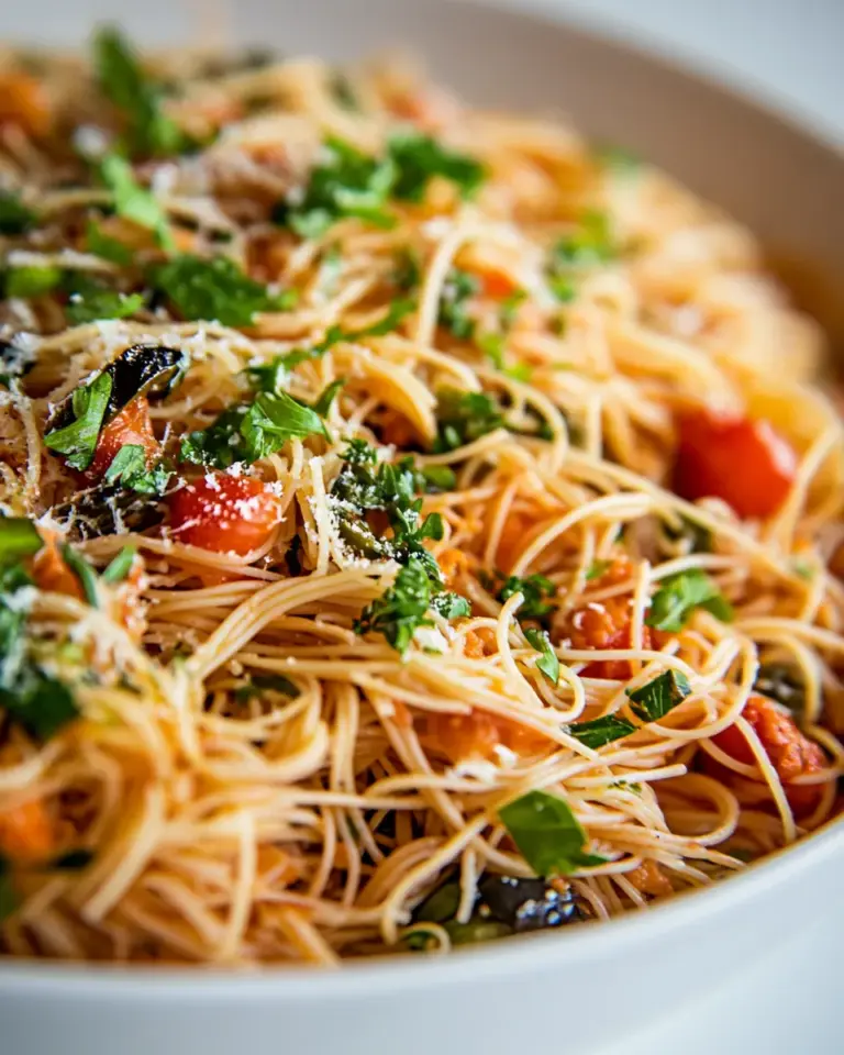 Homemade Mediterranean Angel Hair Pasta photo