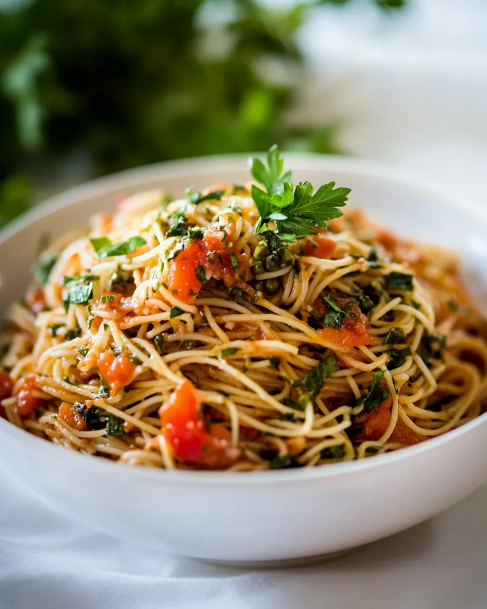 Delicious Mediterranean Angel Hair Pasta image
