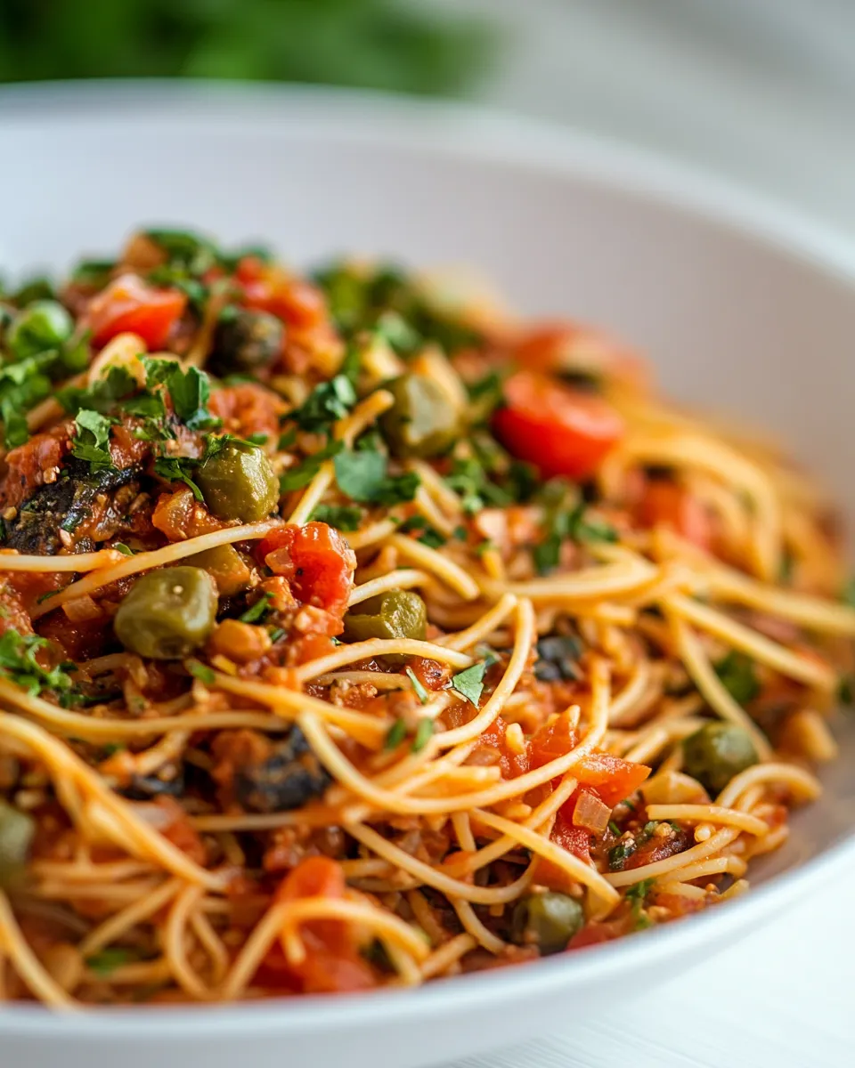 Savory Mediterranean Angel Hair Pasta dish photo