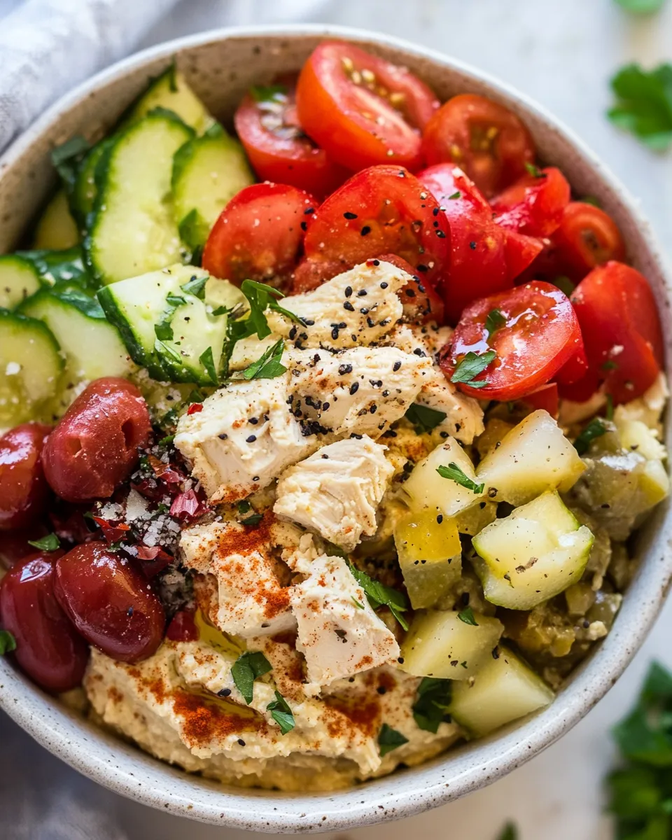 Easy Mediterranean Chicken Hummus Bowls photo