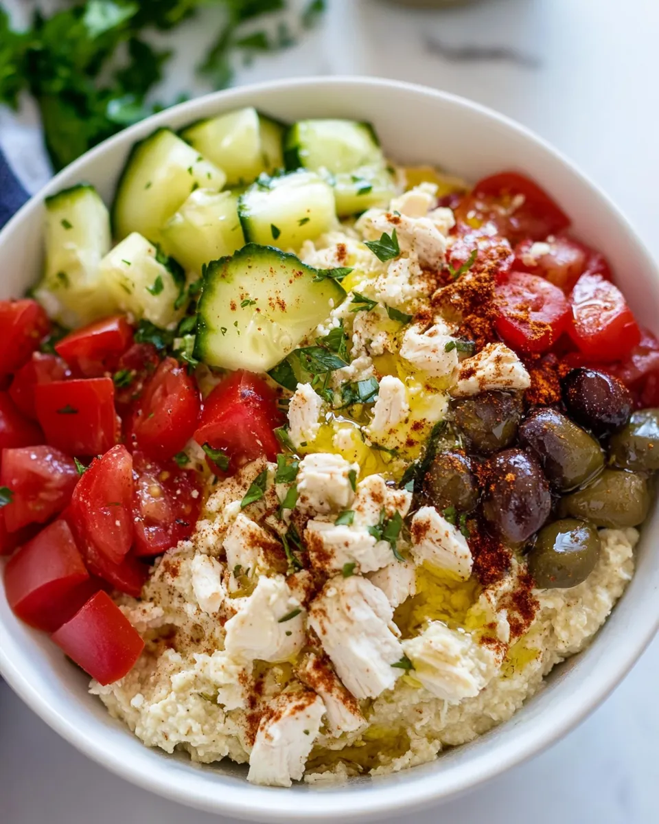 Delicious Mediterranean Chicken Hummus Bowls image