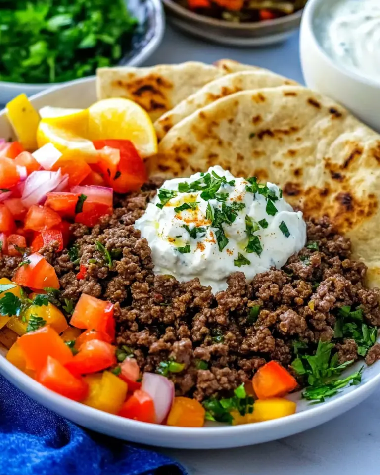 Homemade Mediterranean Ground Beef And Yogurt Platter recipe photo