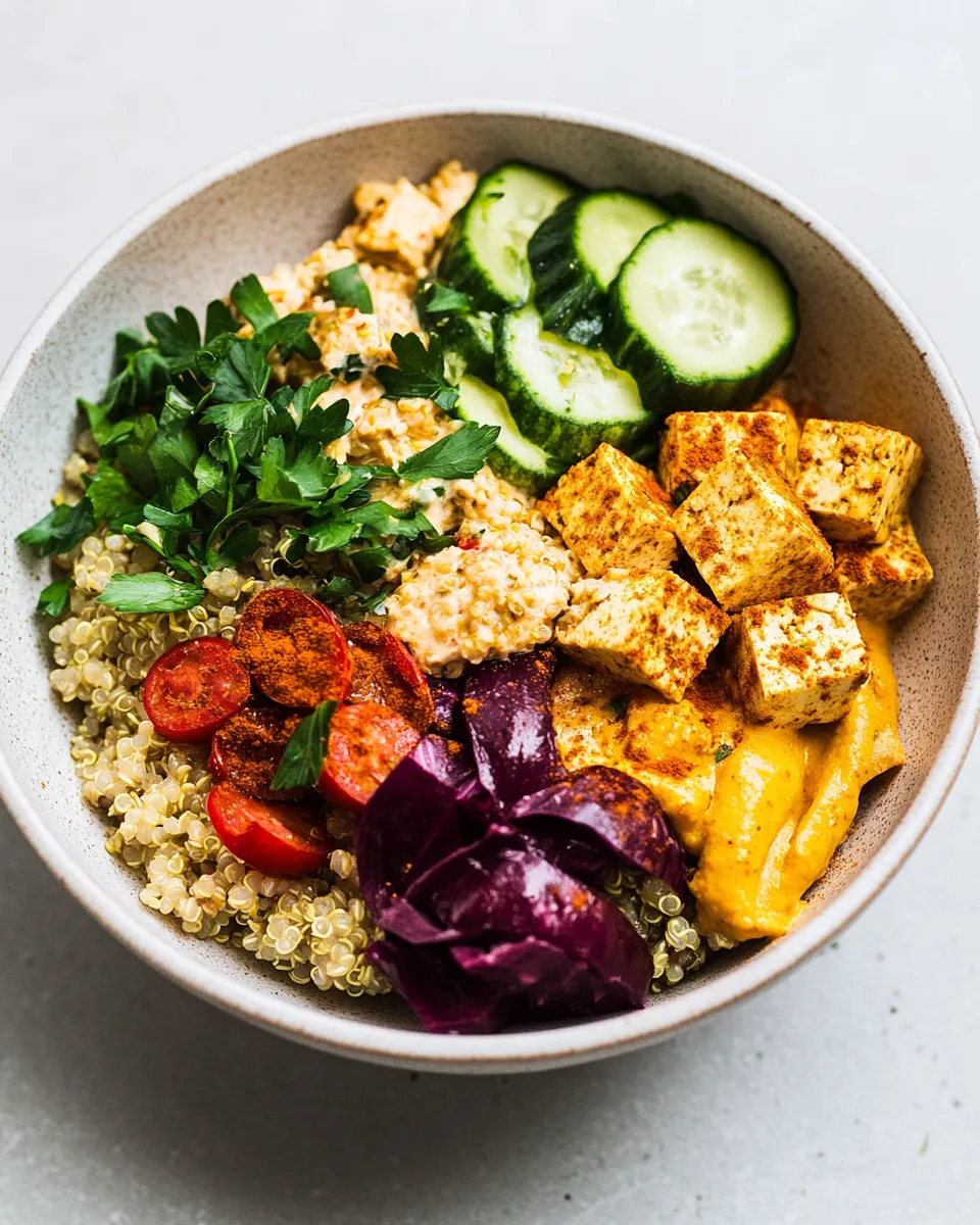 Classic Mediterranean Quinoa Bowls with Spiced Tofu dish photo
