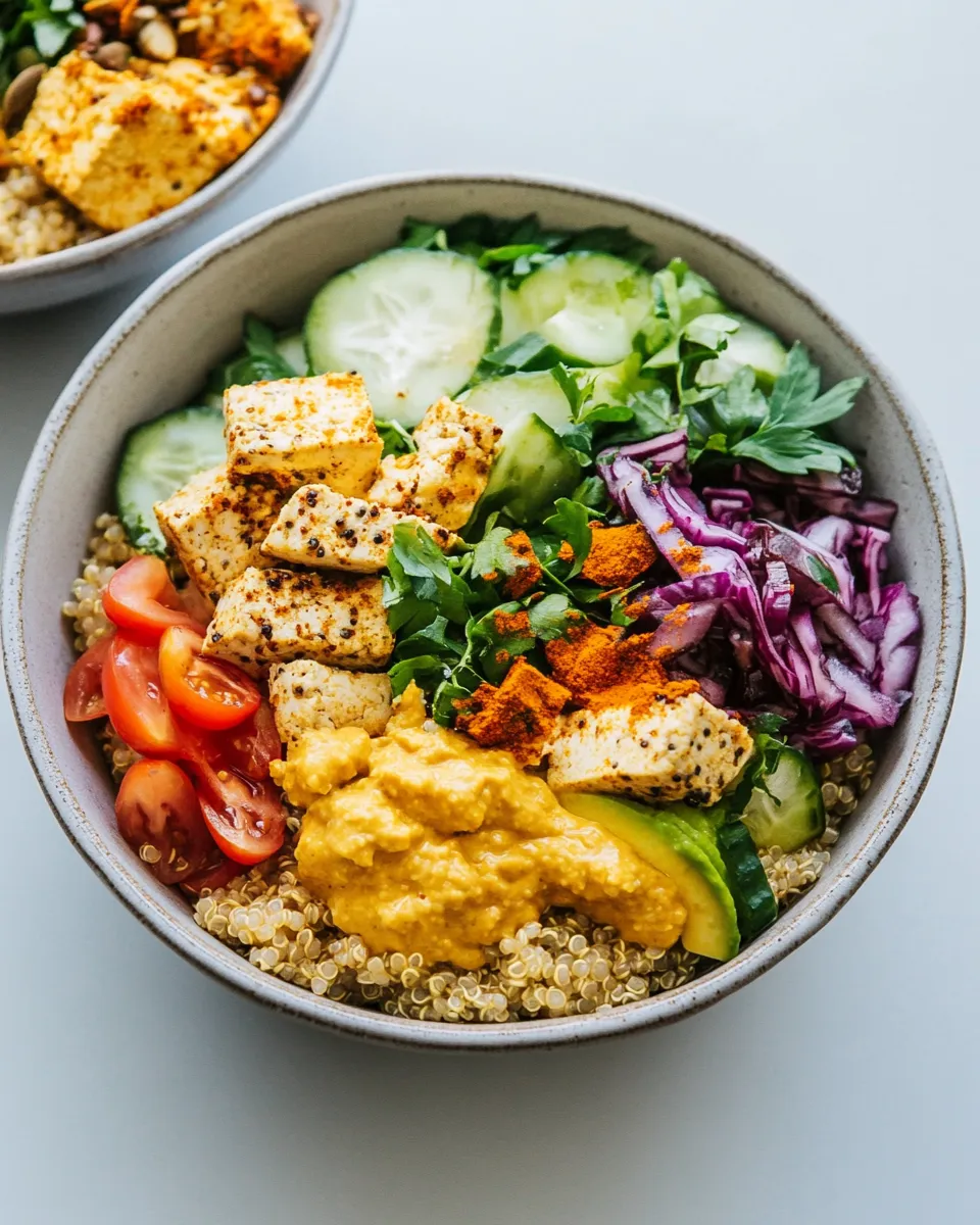 Delicious Mediterranean Quinoa Bowls with Spiced Tofu plate image