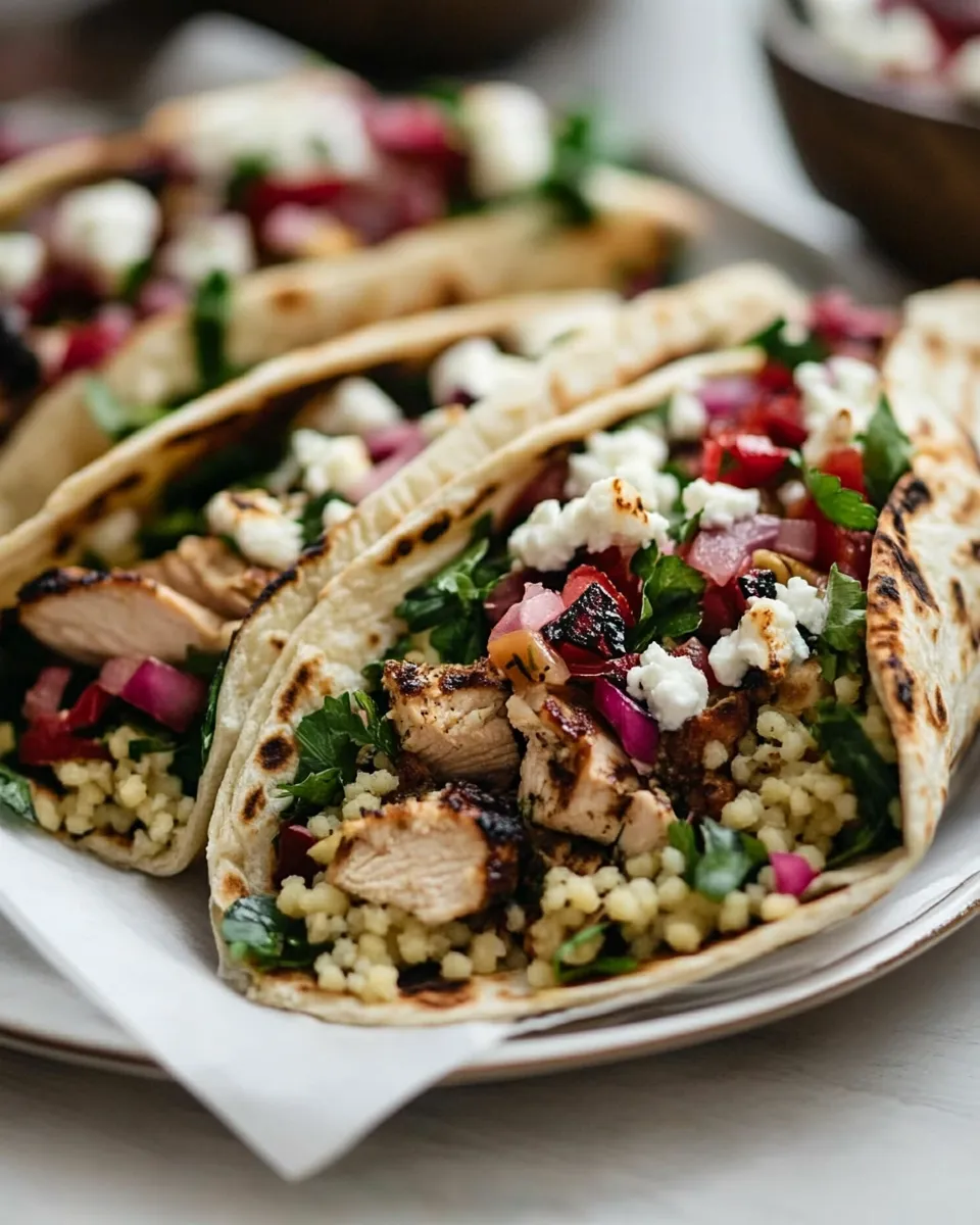 Classic Middle Eastern Chicken and Couscous Wraps with Goat Cheese. dish photo