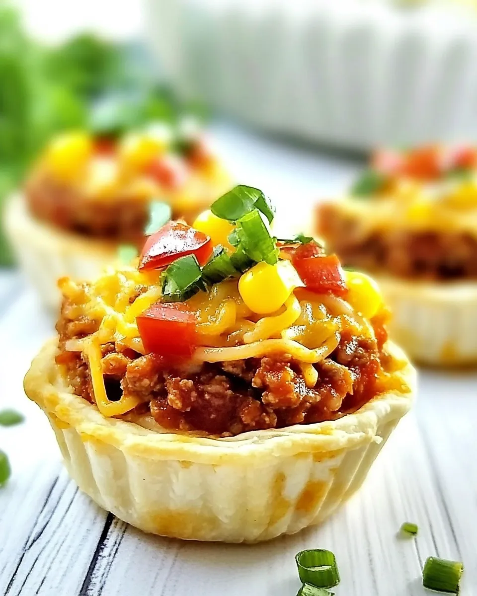 Easy Mini Taco Spaghetti Pies recipe photo