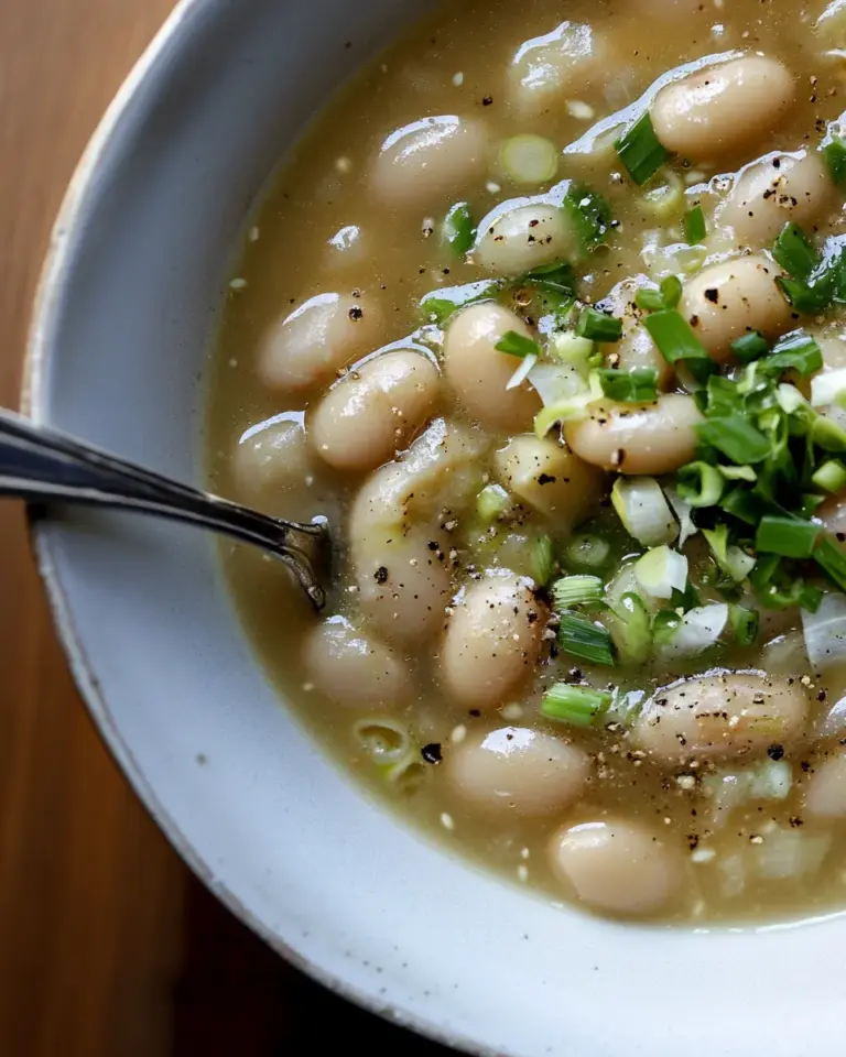 Delicious Miso Butter Brothy Beans with Scallions photo