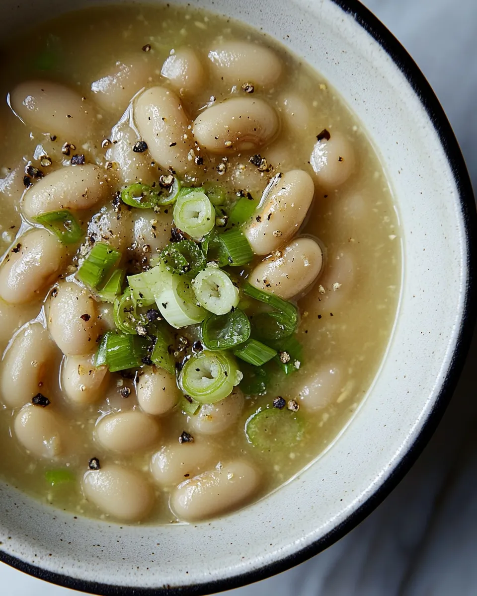 Easy Miso Butter Brothy Beans with Scallions recipe image