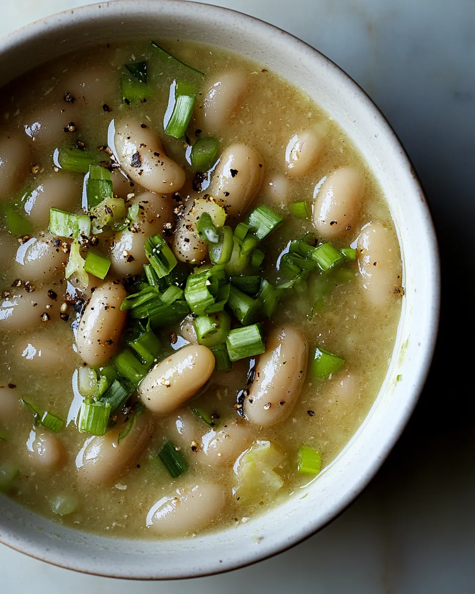 Homemade Miso Butter Brothy Beans with Scallions dish photo