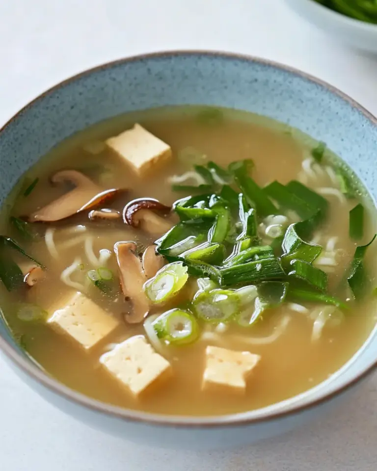 Homemade Miso Soup With Mushrooms And Tofu photo