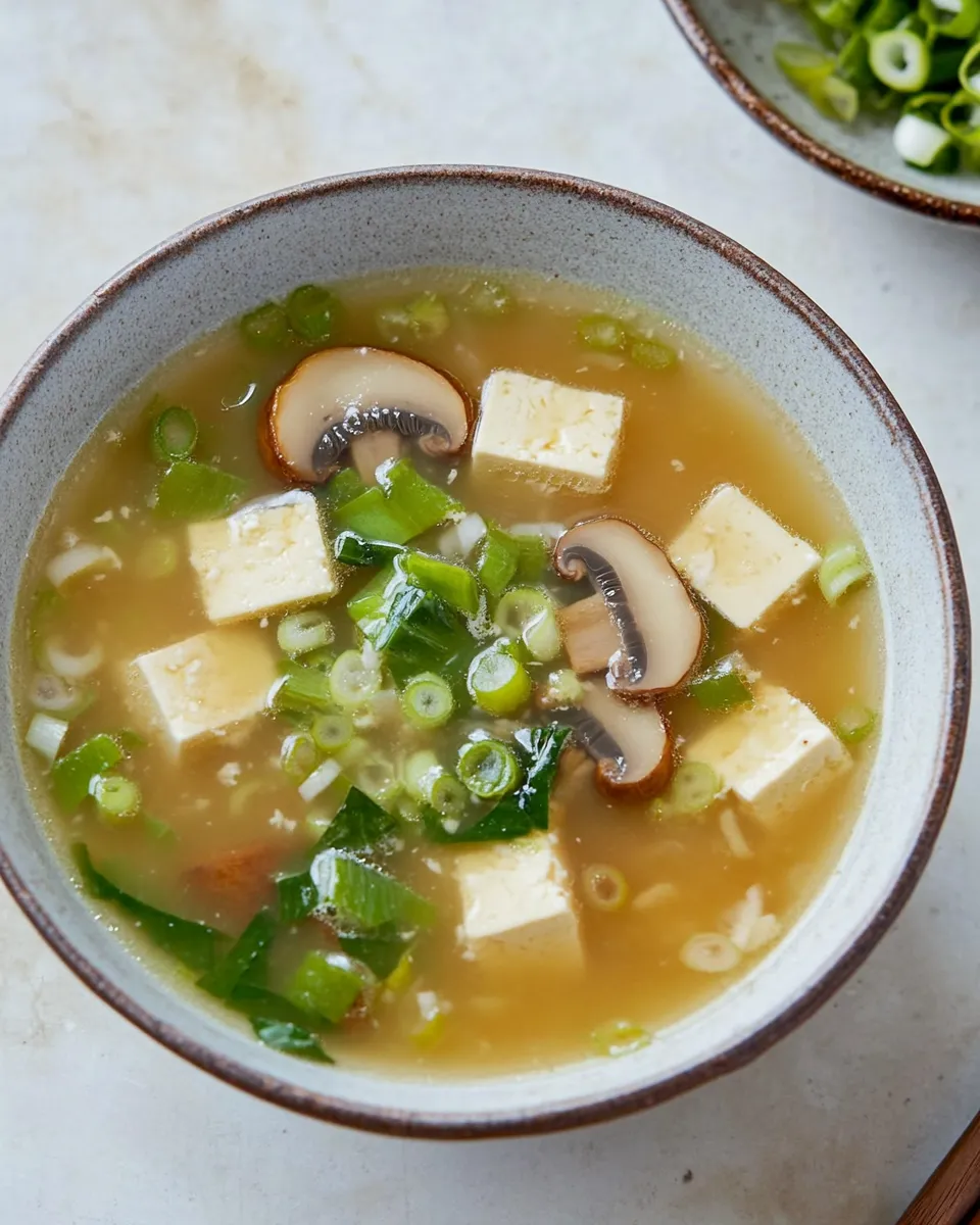 Classic Miso Soup With Mushrooms And Tofu image