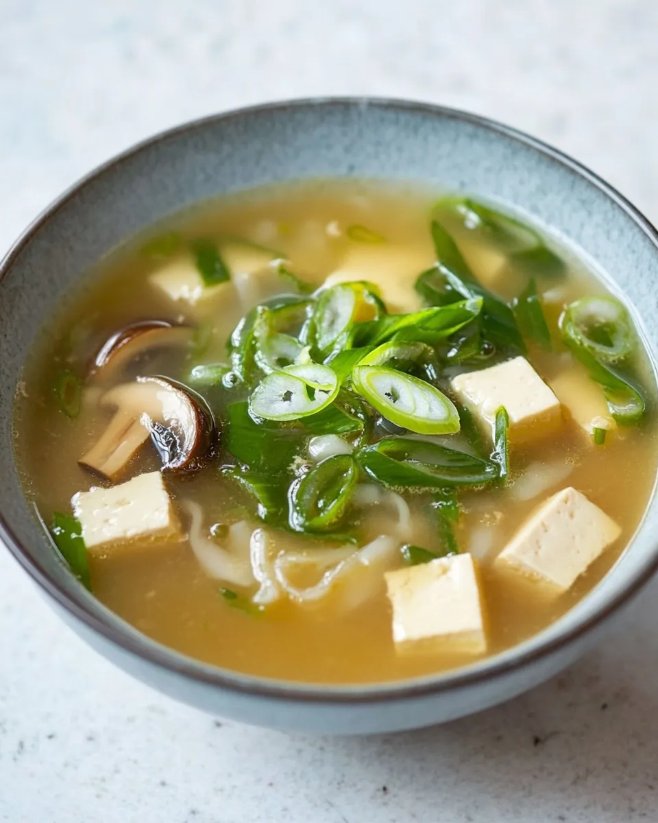 Delicious Miso Soup With Mushrooms And Tofu dish photo