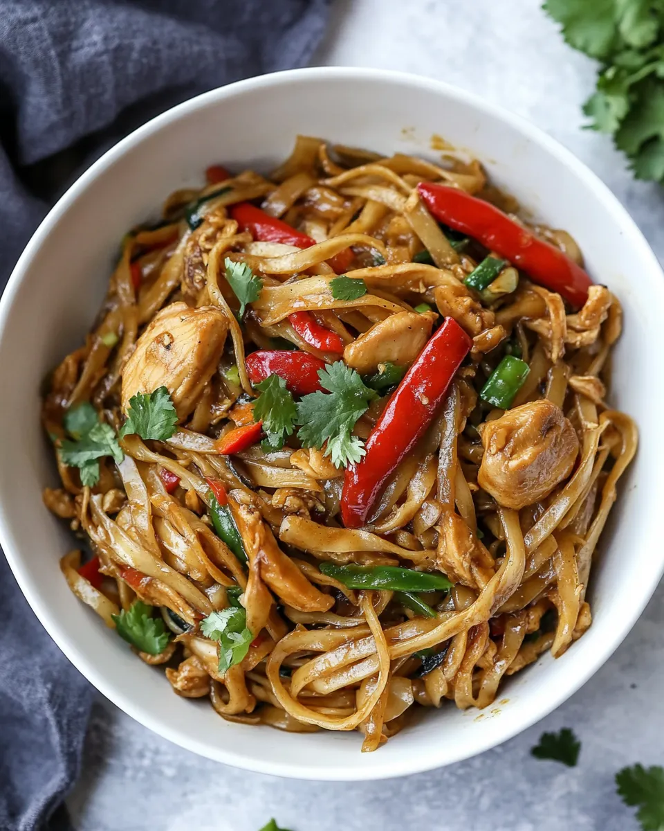 Easy Mongolian Chicken Noodles food shot