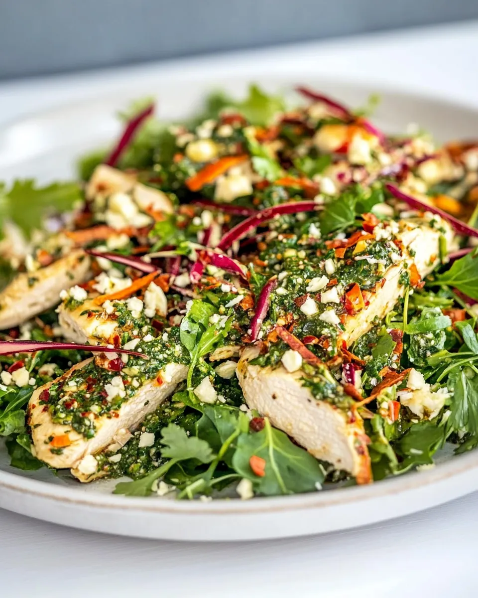 Easy Moroccan Chicken Salad with Chimichurri Dressing food shot