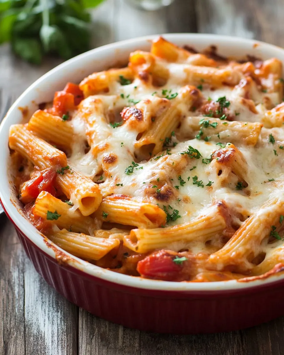 Easy Mozzarella and Penne Pasta Bake recipe photo