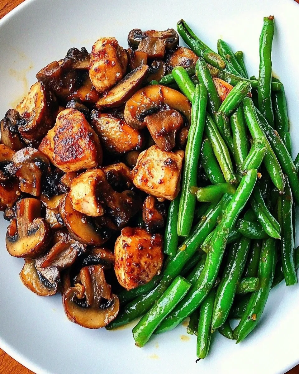 Delicious Mushroom Chicken with Green Beans shot