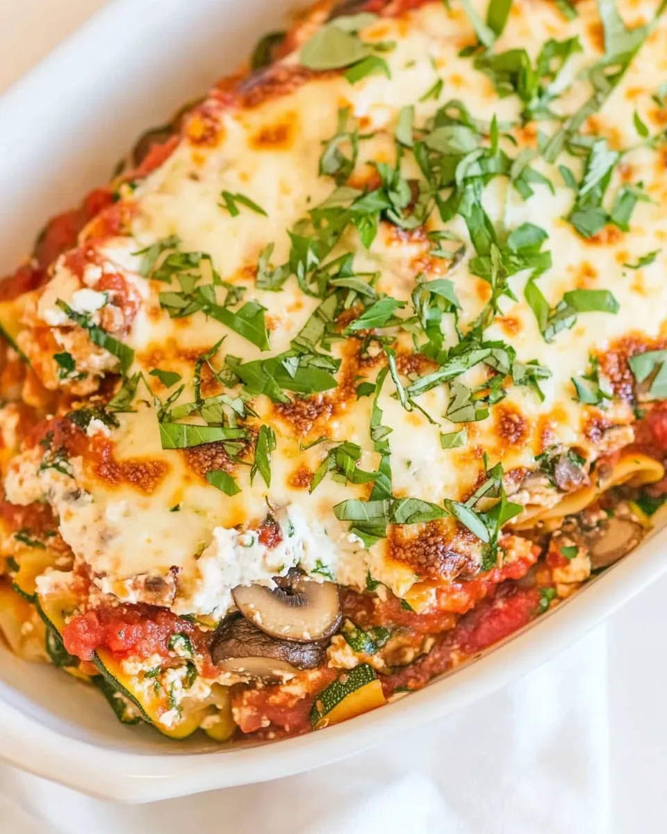 Delicious Mushroom Zucchini Lasagna shot