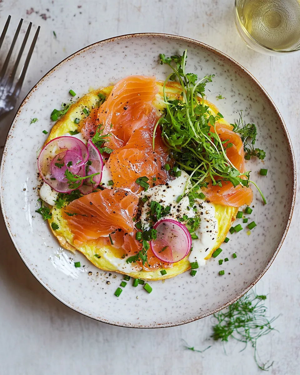 Classic Omelette with smoked salmon & chives image