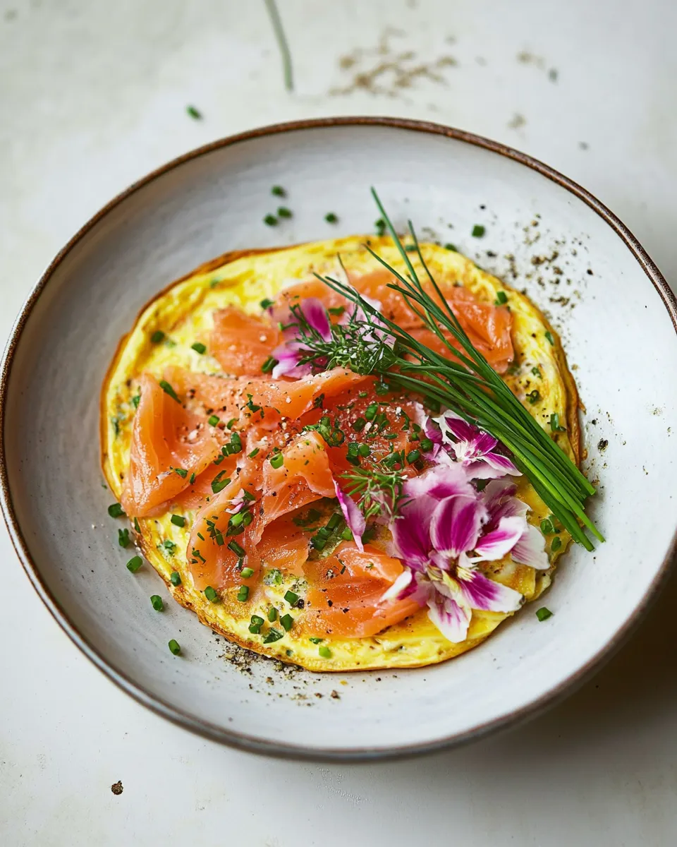 Easy Omelette with smoked salmon & chives recipe photo