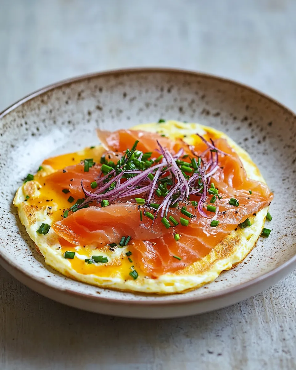 Delicious Omelette with smoked salmon & chives dish photo