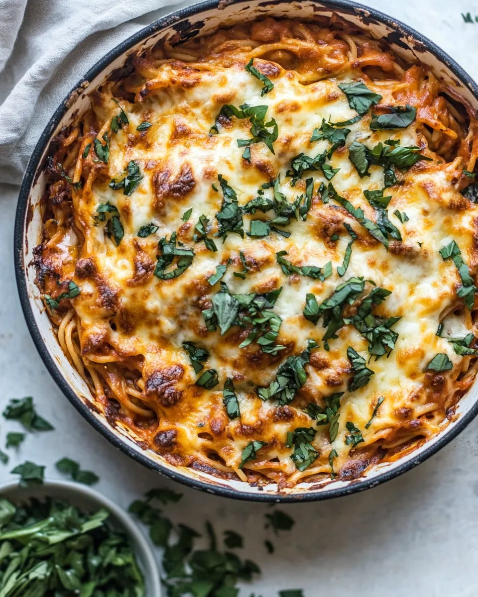 Amazing One-Pan Cheesy Spaghetti Pie. shot