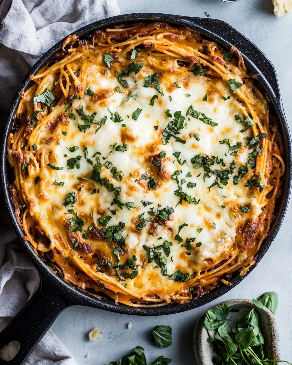 Ultimate One-Pan Cheesy Spaghetti Pie. recipe image