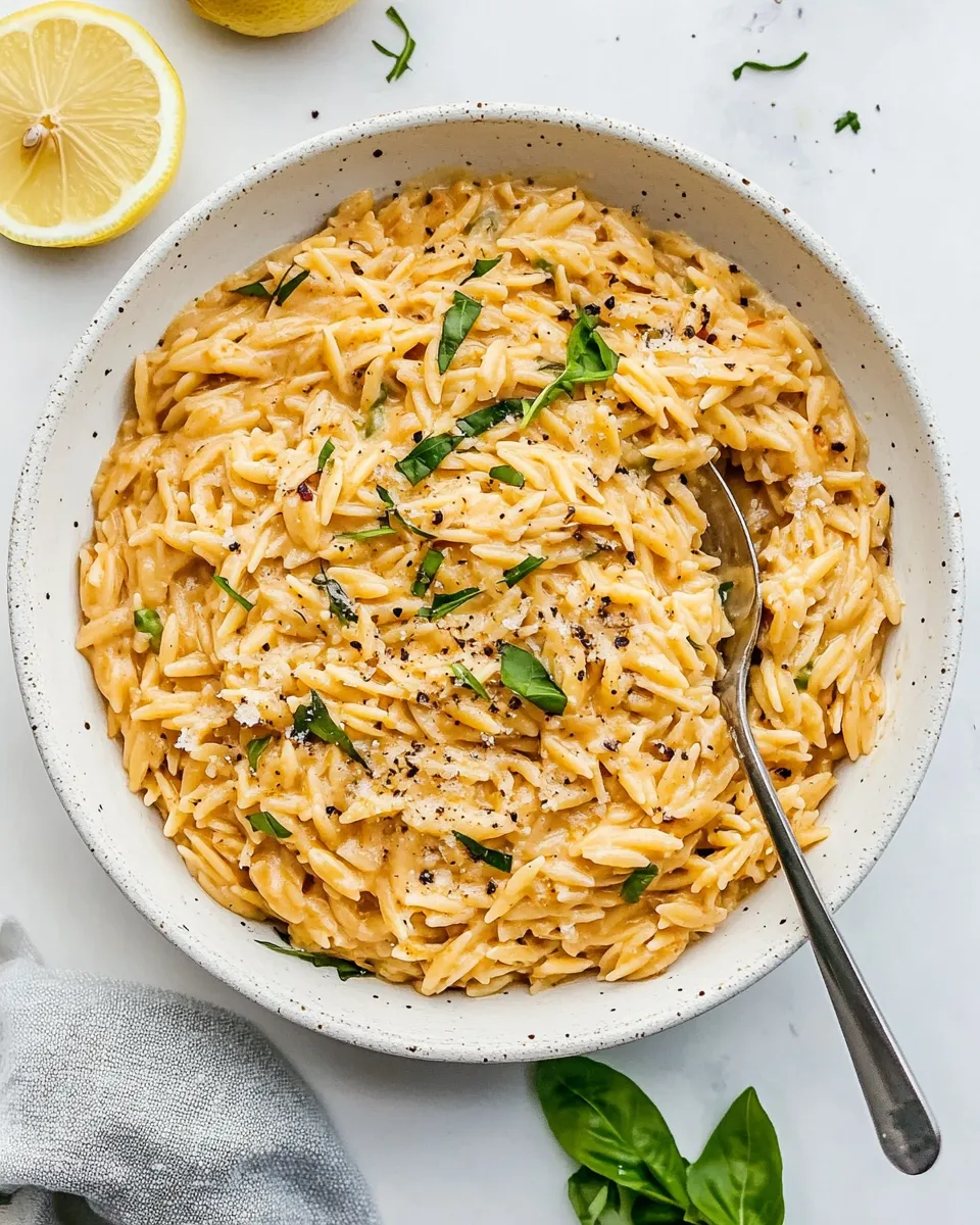 Quick One-Pan Creamy Lemon Orzo shot