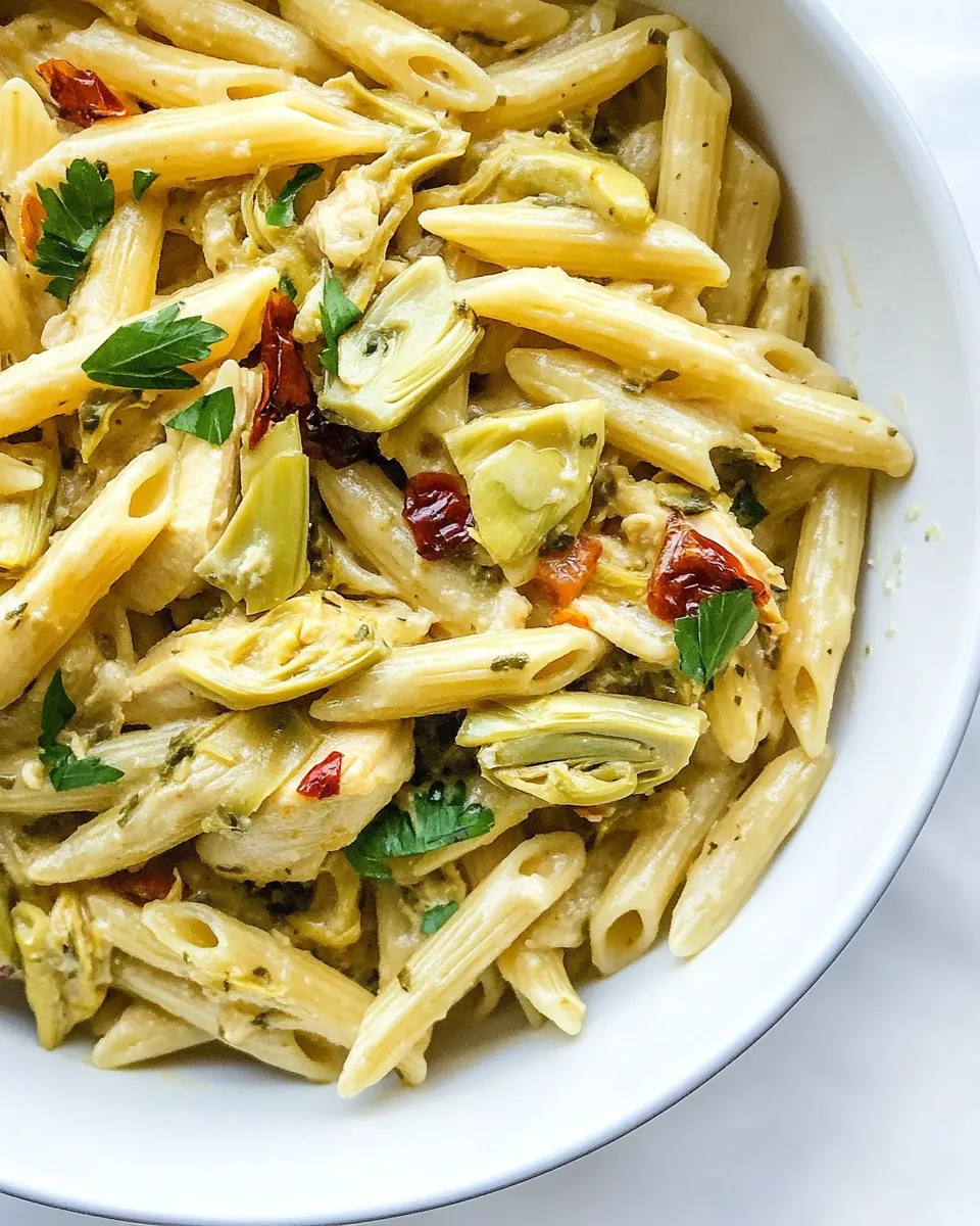 Quick One-Pot Chicken Artichoke Penne recipe photo
