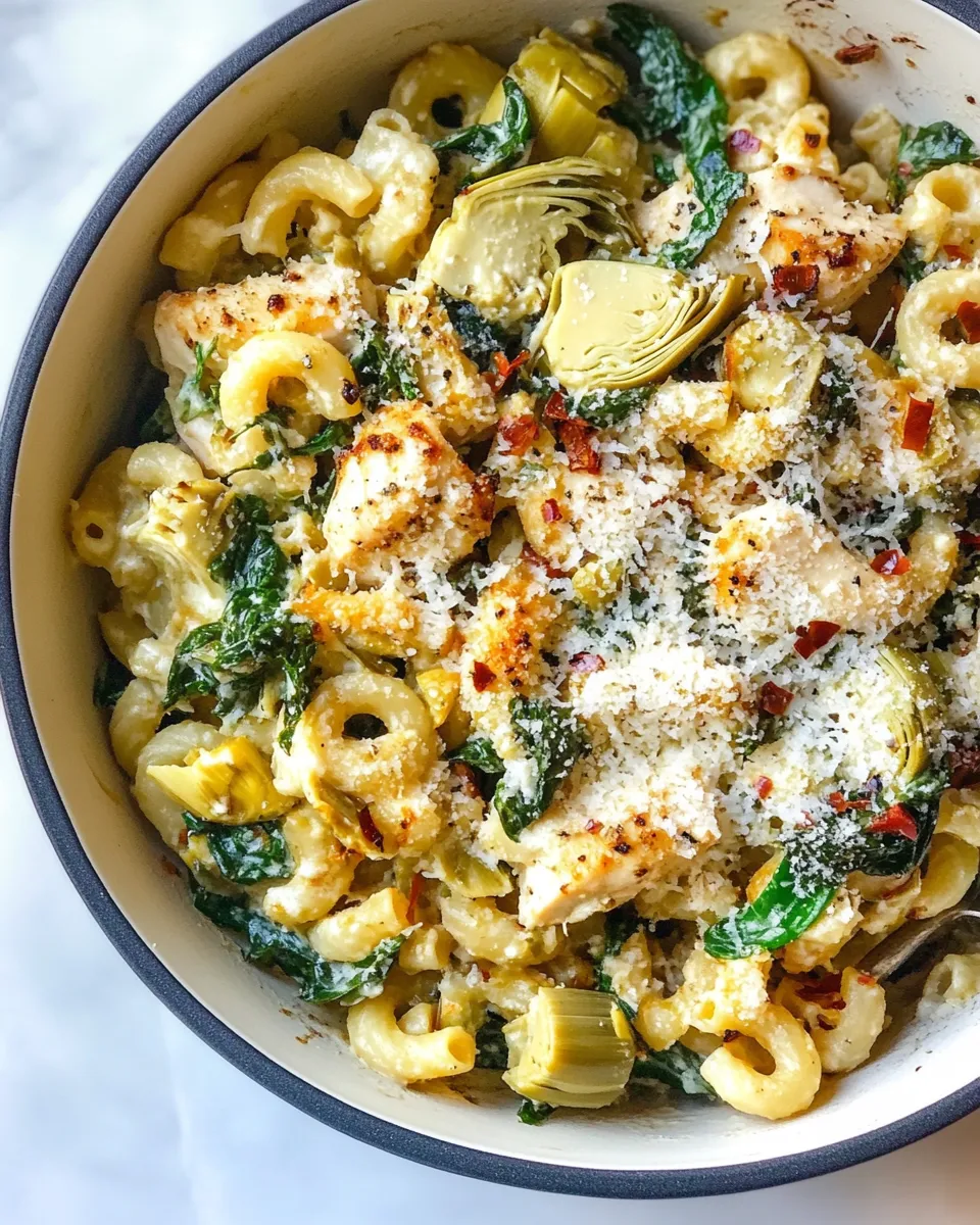 Quick One-Pot Chicken and Artichoke Cavatappi recipe photo