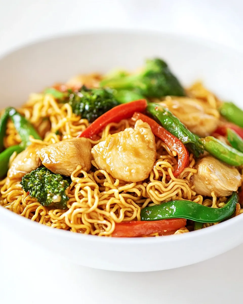 Healthy One-Pot Chicken and Veggie Ramen Stir-Fry shot