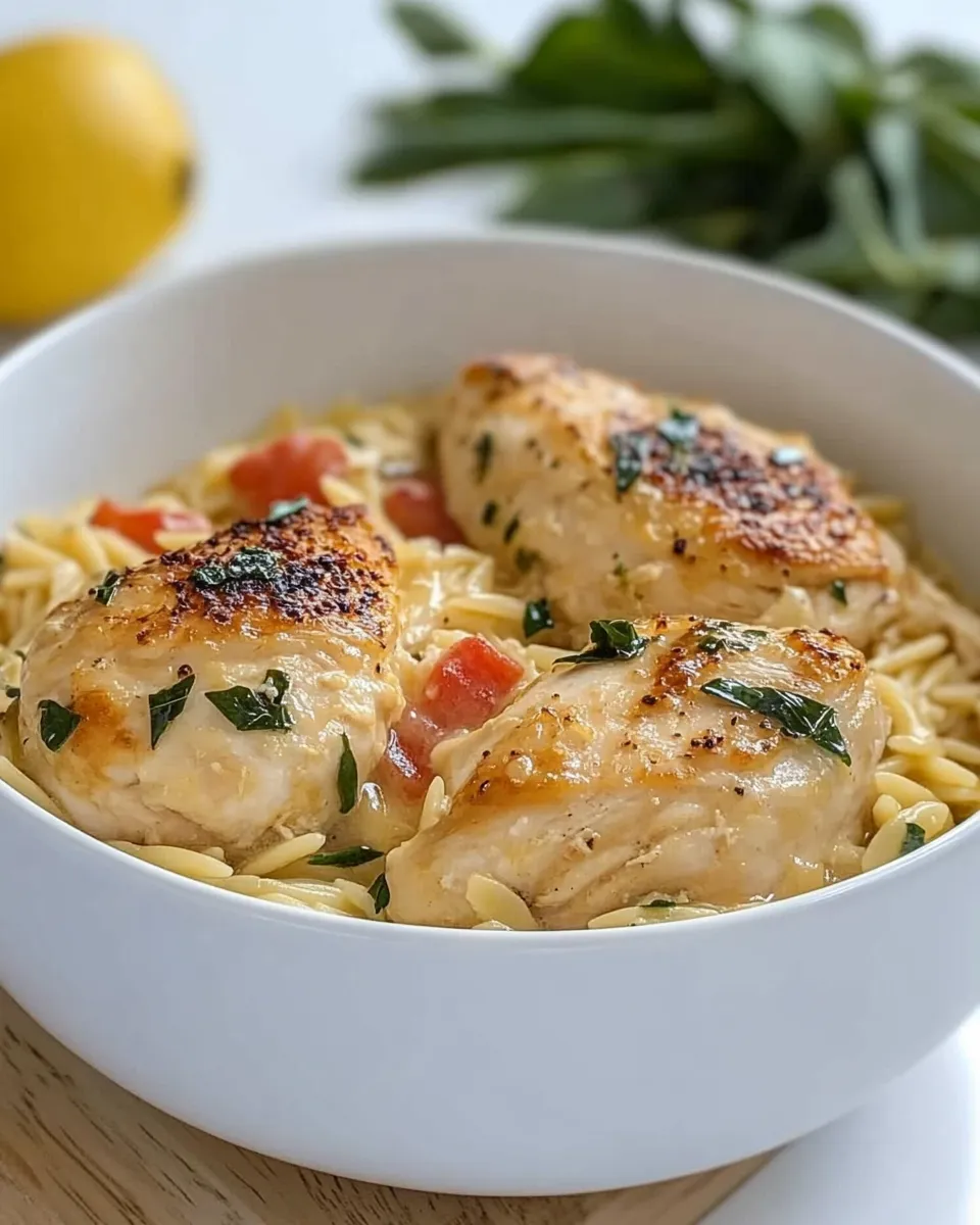 Quick One-Pot Lemon Chicken and Orzo shot