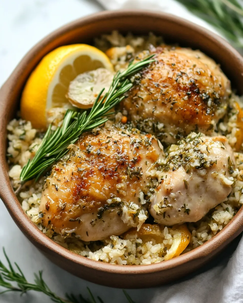 Classic One-Pot Lemon Garlic Rosemary Chicken and Rice dish photo