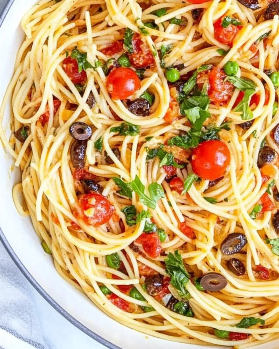 Classic One-Pot Spaghetti Puttanesca dish photo